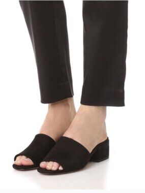 VINCE RACHELLE. Navy blue/black SUEDE mules sandals ITALY